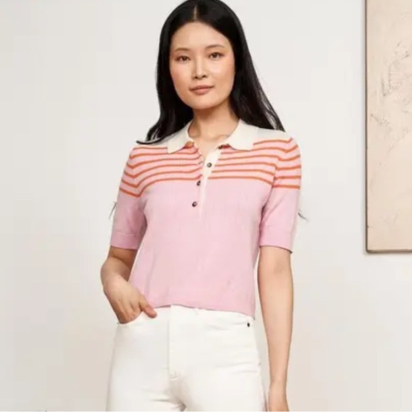 La Ligne Sweaters - NWT La Ligne Pink and Orange Striped Sweater